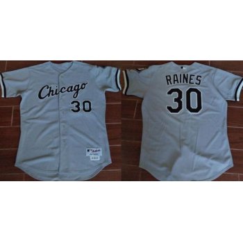 Men's Chicago White Sox #30 Tim Raines Retired Gray Road Stitched MLB Majestic Cooperstown Collection Jersey