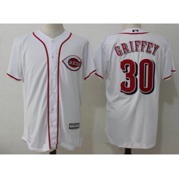 Men's Cincinnati Reds #30 Ken Griffey Jr Retired White Cool Base Stitched MLB Jersey
