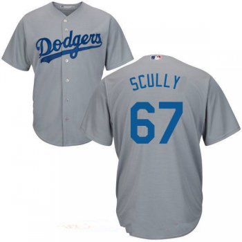 Men's Los Angeles Dodgers Sportscaster #67 Vin Scully Retired Gray Alternate Stitched MLB Majestic Cool Base Jersey