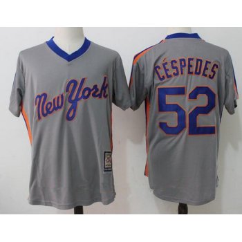 Men's New York Mets #52 Yoenis Cespedes Gray Pullover Stitched MLB Majestic Cooperstown Collection Jersey