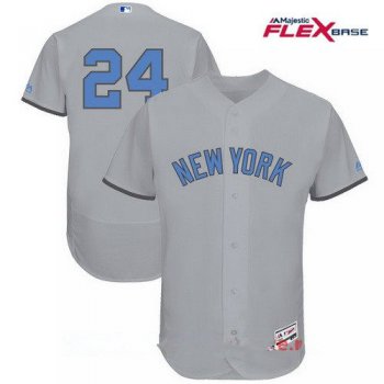Men's New York Yankees #24 Gary Sanchez Gray With Baby Blue Father's Day Stitched MLB Majestic Flex Base Jersey