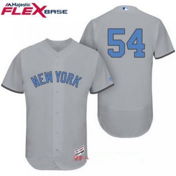 Men's New York Yankees #54 Aroldis Chapman Gray With Baby Blue Father's Day Stitched MLB Majestic Flex Base Jersey