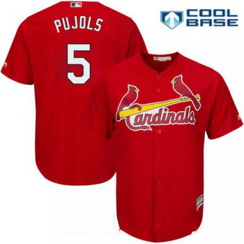Men's St. Louis Cardinals #5 Albert Pujols Red Alternate Stitched MLB Majestic Cool Base Jersey