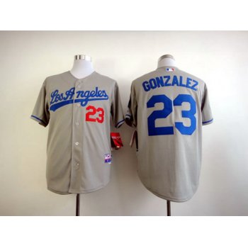Los Angeles Dodgers #23 Adrian Gonzalez Gray Jersey