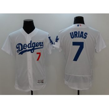 Men's Los Angeles Dodgers #7 Julio Urias White Home Stitched MLB Majestic Flex Base Jersey
