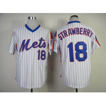 New York Mets #18 Darryl Strawberry 1986 White Throwback Jersey