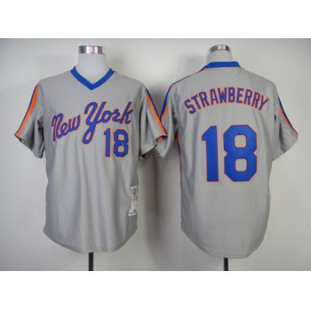 New York Mets #18 Darryl Strawberry 1987 Gray Throwback Jersey