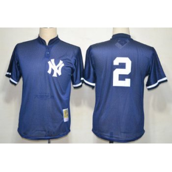 New York Yankees #2 Derek Jeter 1995 Mesh BP Navy Blue Throwback Jersey