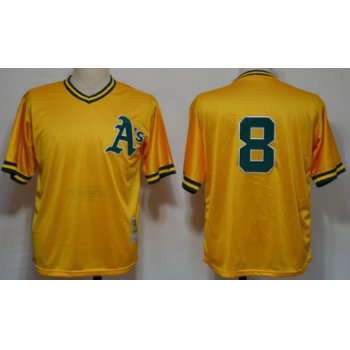 Oakland Athletics #8 Joe Morgan 1984 Mesh BP Yellow Throwback Jersey