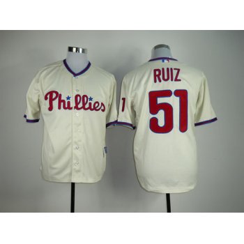 Philadelphia Phillies #51 Carlos Ruiz Cream Jersey