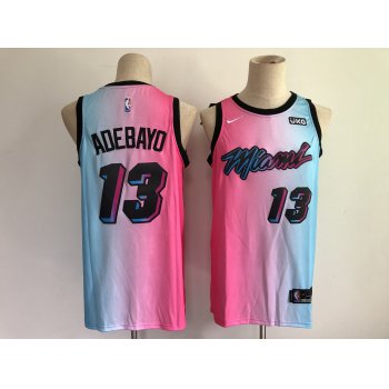Men Miami Heat 13 Adebayo Blue and pink city Edition Nike 2021 NBA Jersey