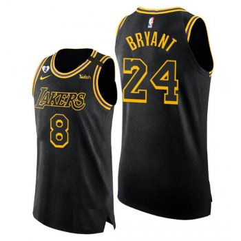 Men's Los Angeles Lakers Front #8 Back #24 Kobe Bryant With 2 Gigi Patch Black Stitched Jersey