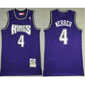 Men's Sacramento Kings #4 Chris Webber Purple 1998-99 Hardwood Classics Soul Swingman Stitched NBA Throwback Jersey