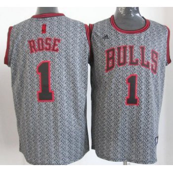 Chicago Bulls #1 Derrick Rose Gray Static Fashion Jersey