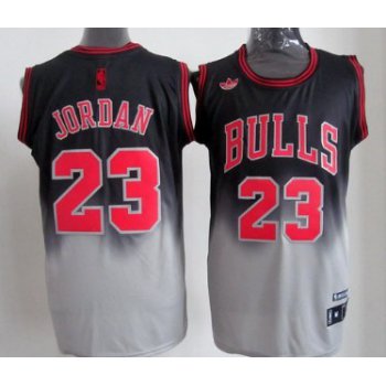 Chicago Bulls #23 Michael Jordan Black/Gray Fadeaway Fashion Jersey