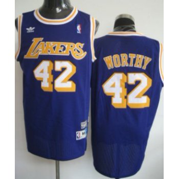 Los Angeles Lakers #42 James Worthy Purple Swingman Throwback Jersey