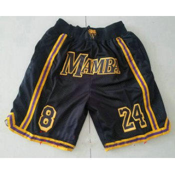 Men's Black Mamba #8 #24 Kobe Bryant Black Just Don Swingman Throwback Shorts