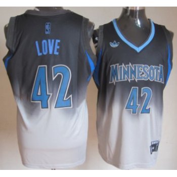 Minnesota Timberwolves #42 Kevin Love Black/Gray Fadeaway Fashion Jersey