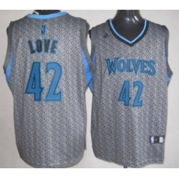 Minnesota Timberwolves #42 Kevin Love Gray Static Fashion Jersey