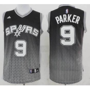 San Antonio Spurs #9 Tony Parker Black/White Resonate Fashion Jersey