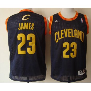 Cleveland Cavaliers #23 LeBron James Navy Blue With Gold Swingman Jersey