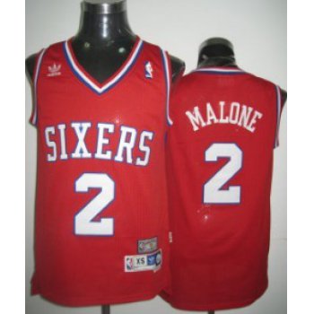 Philadelphia 76ers #2 Moses Malone Red Swingman Throwback Jersey