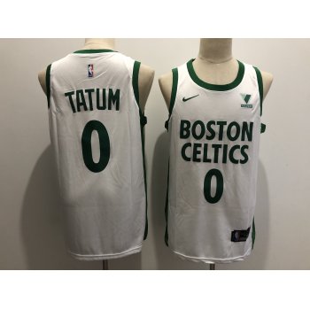 Men's Boston Celtics #0 Jayson Tatum White 2021 Nike City Edition Swingman Stitched NBA Jersey With The Sponsor Logo