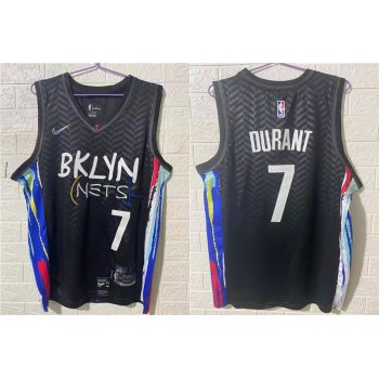 Men's Brooklyn Nets #7 Kevin Durant NEW Black 2021 City Edition Swingman Stitched NBA Jersey