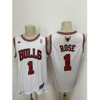 Men's Chicago Bulls #1 Derek Rose Revolution 30 Swingman White Jersey