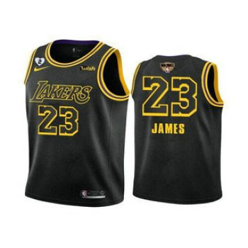 Men's Los Angeles Lakers #23 LeBron James Black 2020 Finals With GiGi Patch Stitched NBA Jersey