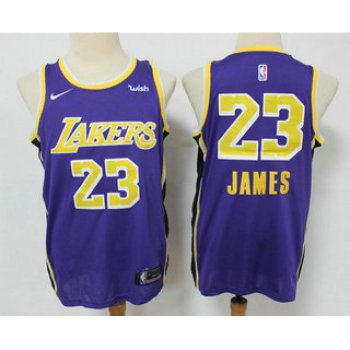 Men's Los Angeles Lakers #23 LeBron James Purple NEW 2021 Nike Wish Swingman Stitched NBA Jersey