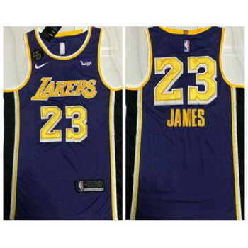 Men's Los Angeles Lakers #23 LeBron James Purple With KB Patch NEW 2021 Nike Wish AU Stitched NBA Jersey
