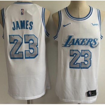 Men's Los Angeles Lakers #23 LeBron James White NEW 2021 Nike Wish City Edition Stitched Jersey