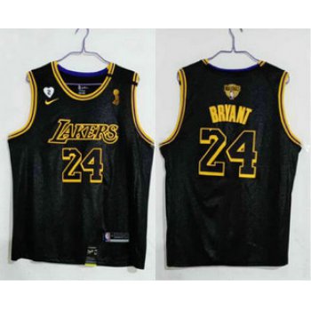Men's Los Angeles Lakers #24 Kobe Bryant Black 2020 NBA Finals Champions Nike City Edition Stitched Jersey