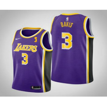 Men's Los Angeles Lakers #3 Anthony Davis 2020 NBA Finals Champions Statement Purple Jersey