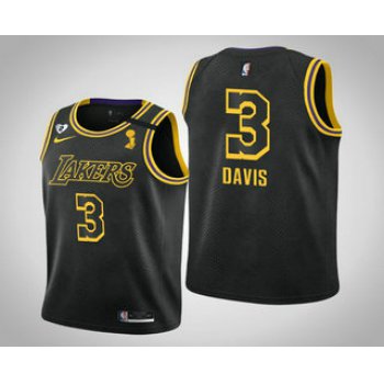 Men's Los Angeles Lakers #3 Anthony Davis 2020 NBA Finals Champions Tribute Kobe and Gianna Black Jersey