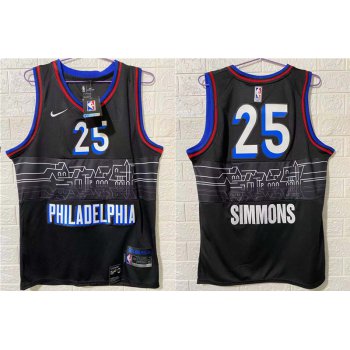 Men's Philadelphia 76ers #25 Ben Simmons NEW Black Nike 2021 Swingman City Edition Jersey