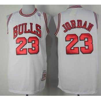 Chicago Bulls #23 Michael Jordan White Swingman Throwback Jersey