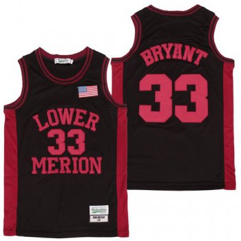 Men's Lower Merion High School #33 Kobe Bryant Black With Red Name High School Swingman Jersey