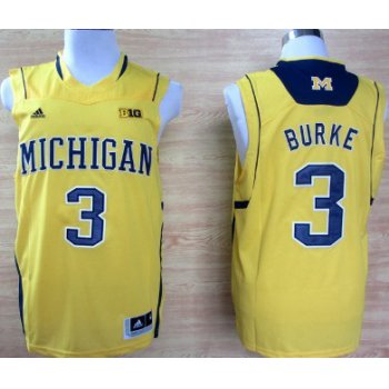 Michigan Wolverines #3 Trey Burke Yellow Big 10 Patch Jersey