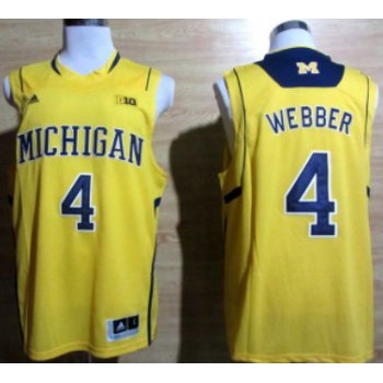 Michigan Wolverines #4 Chirs Webber Yellow Big 10 Patch Jersey