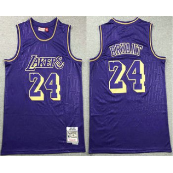 Men's Los Angeles Lakers #24 Kobe Bryant 1996-97 Purple Hardwood Classics Soul Swingman Throwback Jersey