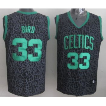 Boston Celtics #33 Larry Bird Black Leopard Print Fashion Jersey