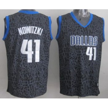 Dallas Mavericks #41 Dirk Nowitzki Black Leopard Print Fashion Jersey