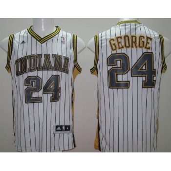 Indiana Pacers #24 Paul George Revolution 30 Swingman White With Pinstripe Jersey