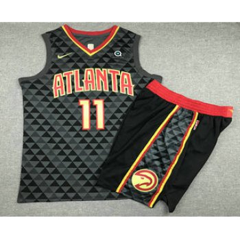 Men's Atlanta Hawks #11 Trae Young Black 2018 Nike Swingman Stitched NBA Jersey With Shorts