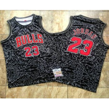 Men's Chicago Bulls #23 Michael Jordan 1996-97 Black Split Hardwood Classics Soul AU Throwback Jersey