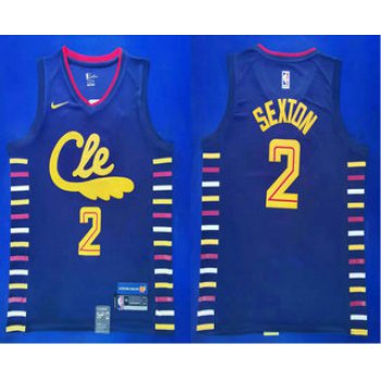 Men's Cleveland Cavaliers #2 Collin Sexton Navy Blue 2020 City Edition NBA Swingman Jersey