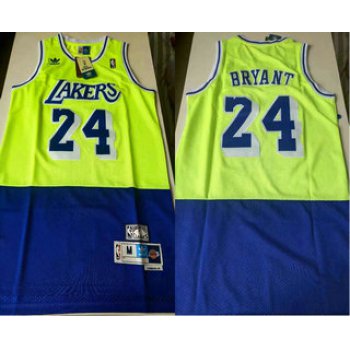 Men's Los Angeles Lakers #24 Kobe Bryant Green Blue Split Hardwood Classics Jersey