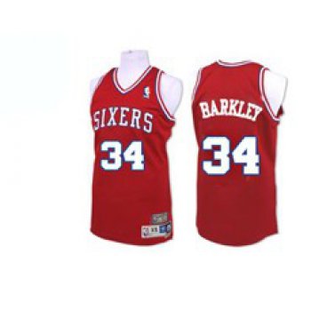 Philadelphia 76ers #34 Charles Barkley Red Swingman Throwback Jersey